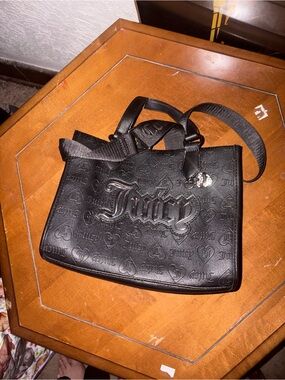 Juicy Couture Black Embossed Logo Crossbody Tote